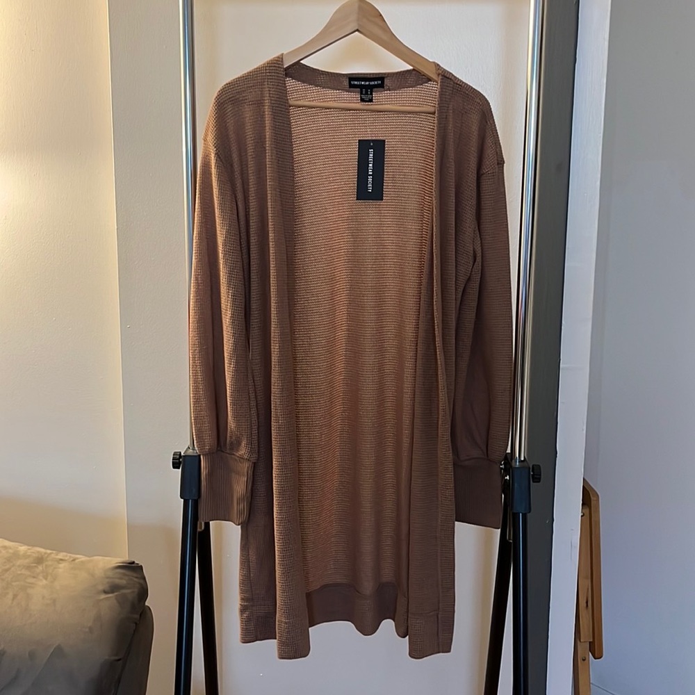 Long Sleeve Tan-Brown Cardigan